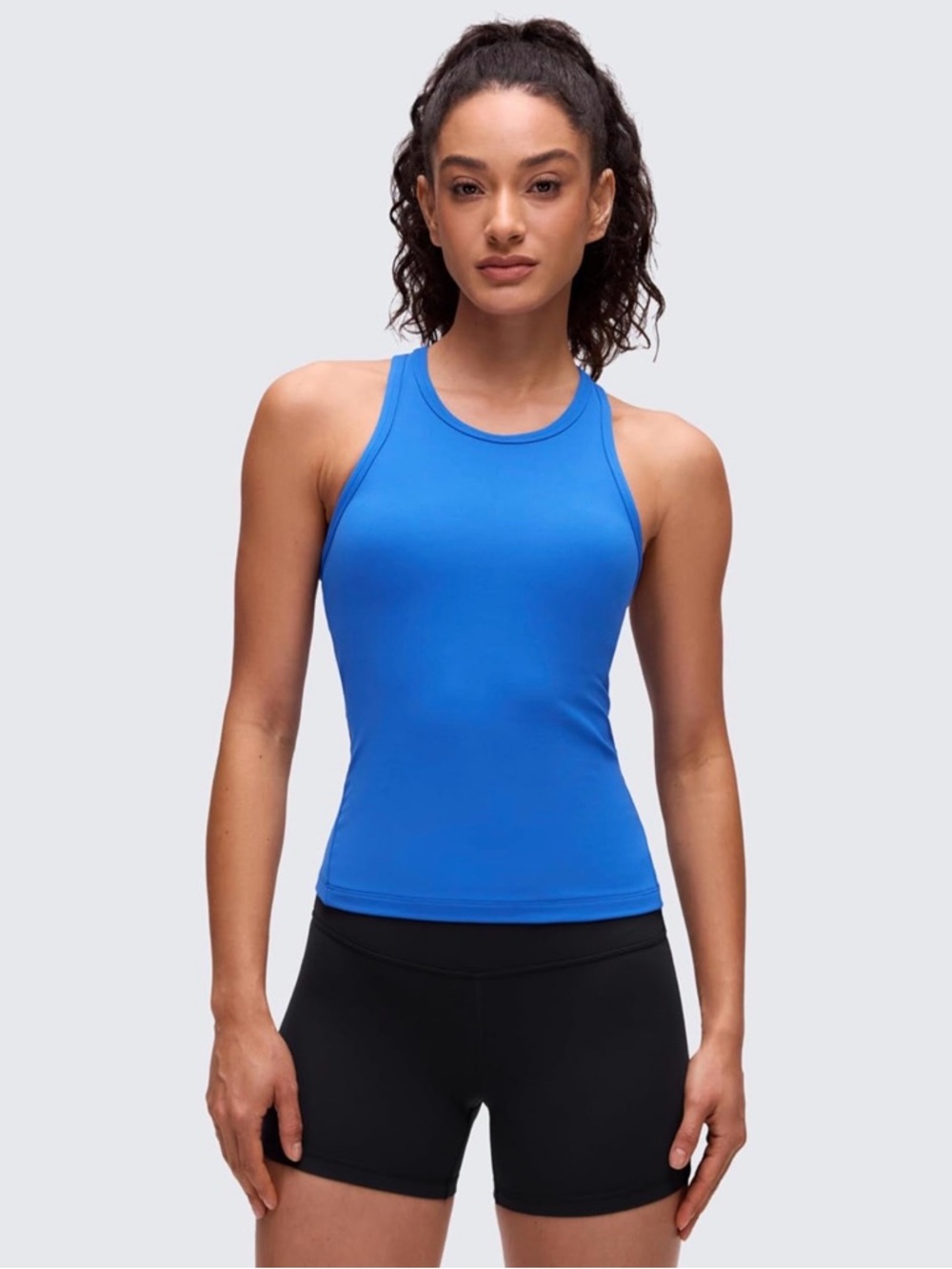 CRZ YOGA Women’s Butterluxe Royal Blue High-Neck racerback Performance Tank
